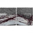 COMPOSIZIONE 22: Base allumino fresato, 3 pezzi cm 85x60 - 55x60 - 25x60, garza ingessata, colori acrilici, trucioli in alluminio.
